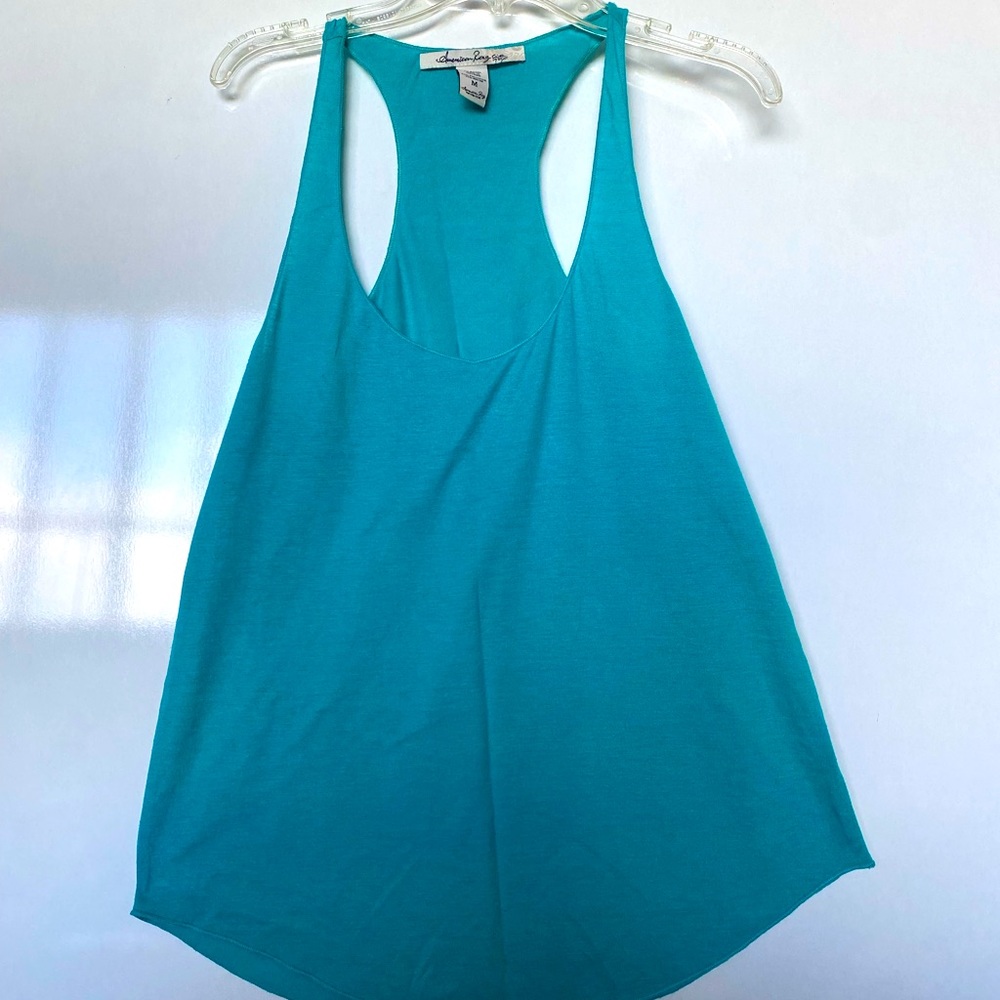 Blue racer back thin tank top